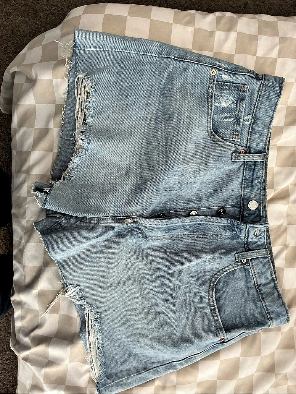 Distressed Blue Jean Shorts